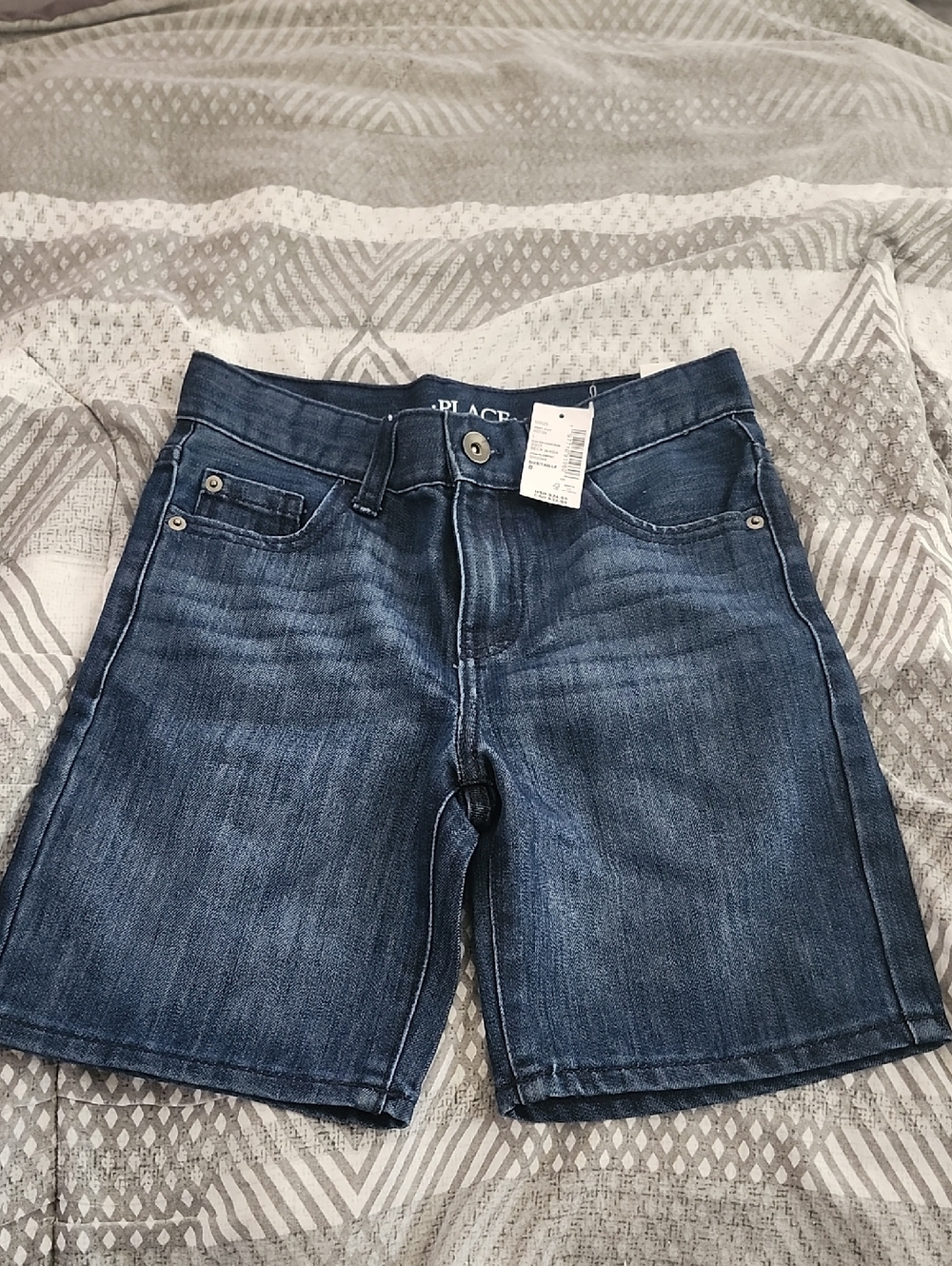 NWT! The Children's Place Boys Dark Blue Washed Denim Bermuda Shorts, Size: 8